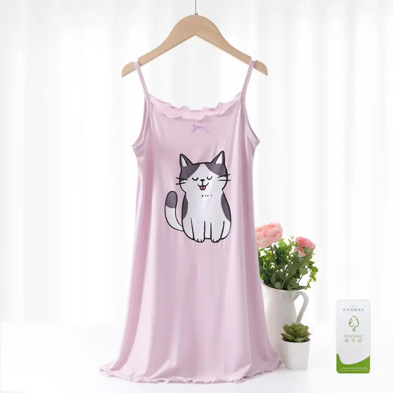 Yousse Children's Nightgown Women's Summer Thin Sling Nightgown Big Girl Princess Nightgown Sling Girls' Home Clothes
