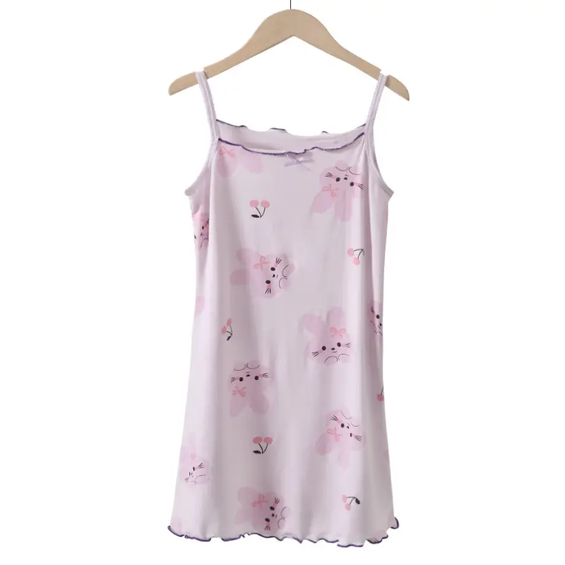 Yousse Children's Nightgown Women's Summer Thin Sling Nightgown Big Girl Princess Nightgown Sling Girls' Home Clothes