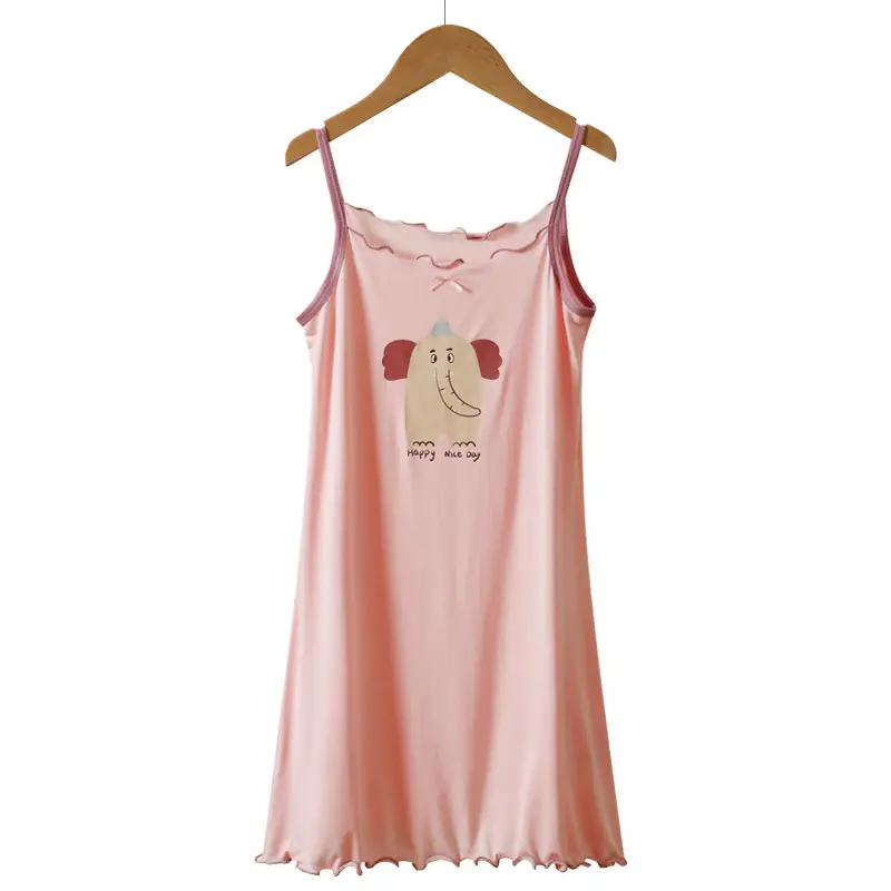 Yousse Children's Nightgown Women's Summer Thin Sling Nightgown Big Girl Princess Nightgown Sling Girls' Home Clothes