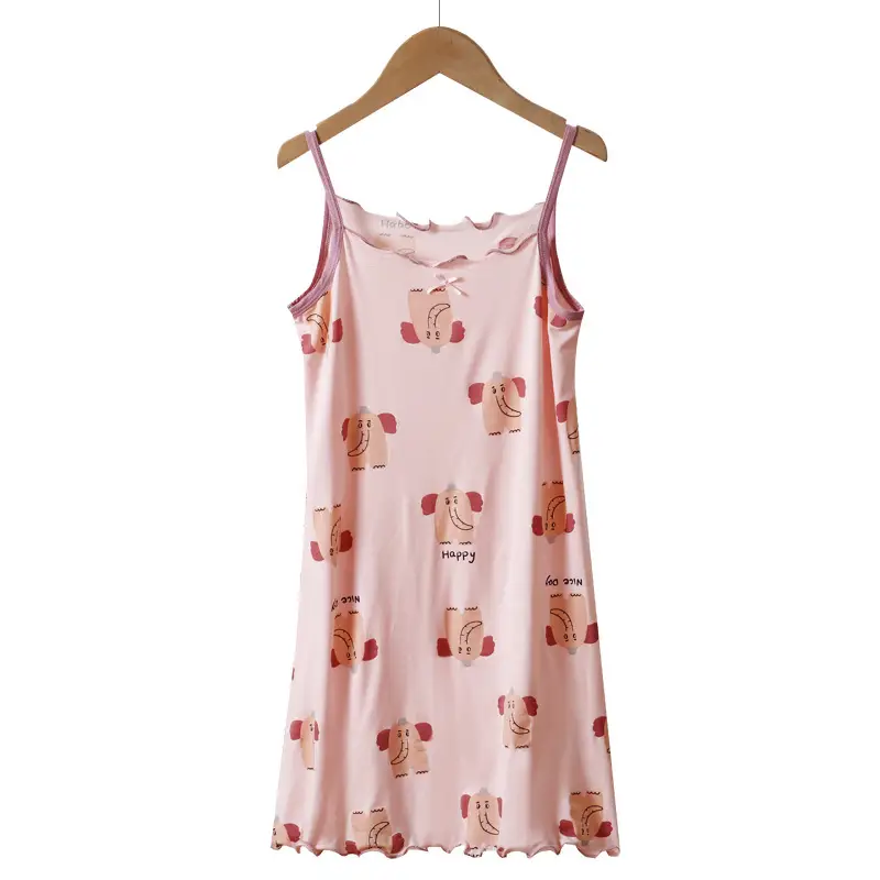Yousse Children's Nightgown Women's Summer Thin Sling Nightgown Big Girl Princess Nightgown Sling Girls' Home Clothes