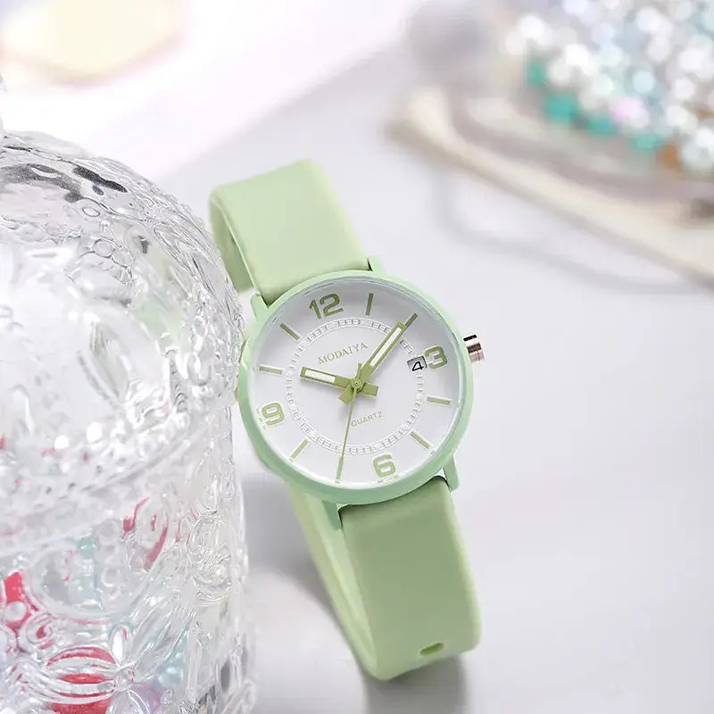 Green Silicone Student Watch with Waterproof Design - Image 4