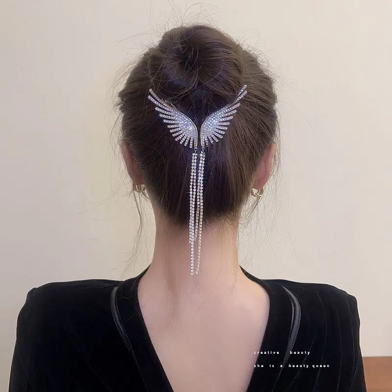 Pearl & Crystal Angel Wings Hair Ring