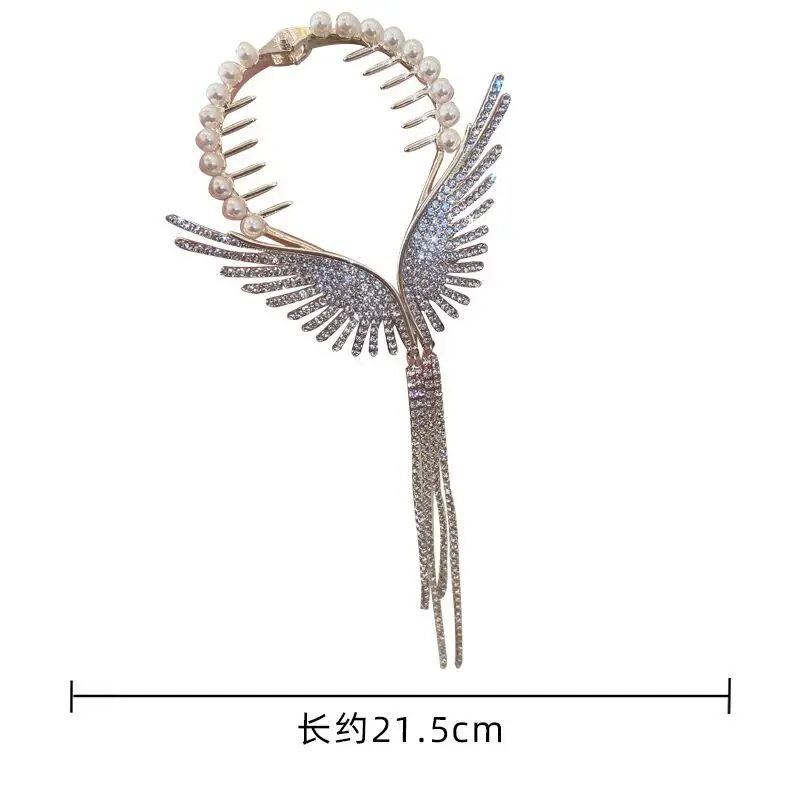Pearl & Crystal Angel Wings Hair Ring — feature 2