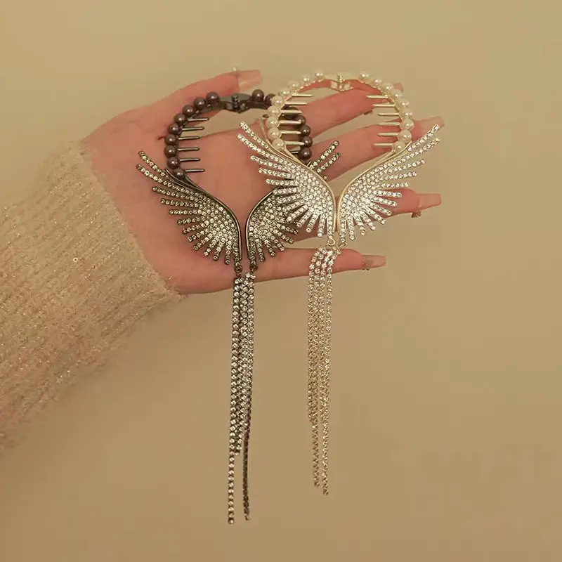 Pearl & Crystal Angel Wings Hair Ring — feature 7