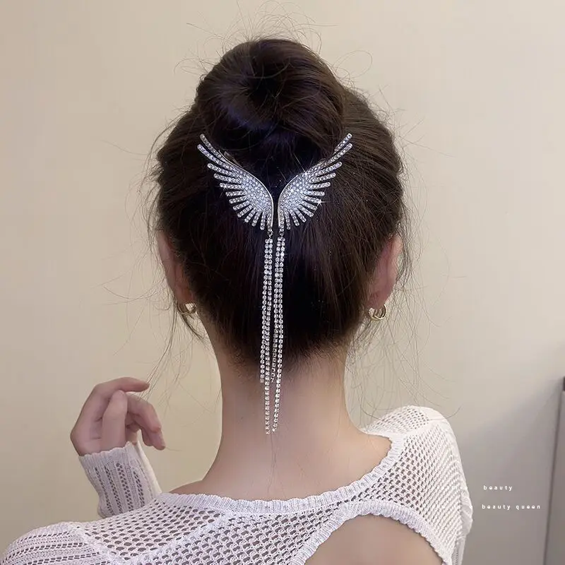 Pearl & Crystal Angel Wings Hair Ring — feature 9