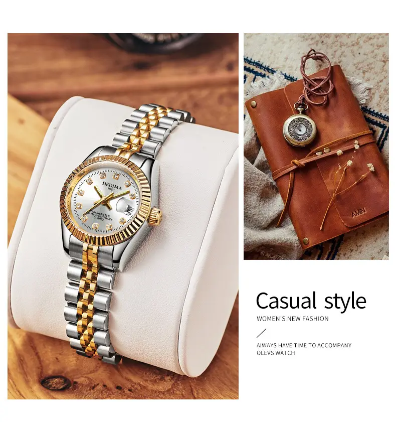 2026 Detima Men's Gold Quartz Watch Waterproof Business Stainless Steel — feature 18