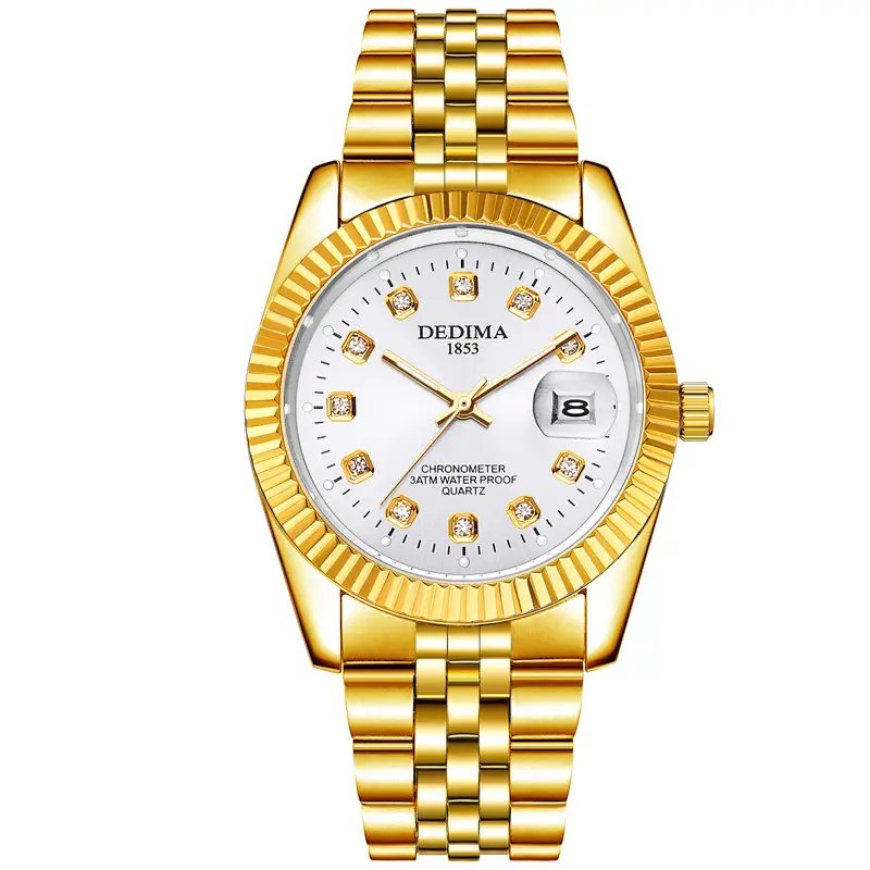 2026 Detima Men's Gold Quartz Watch Waterproof Business Stainless Steel - Image 2