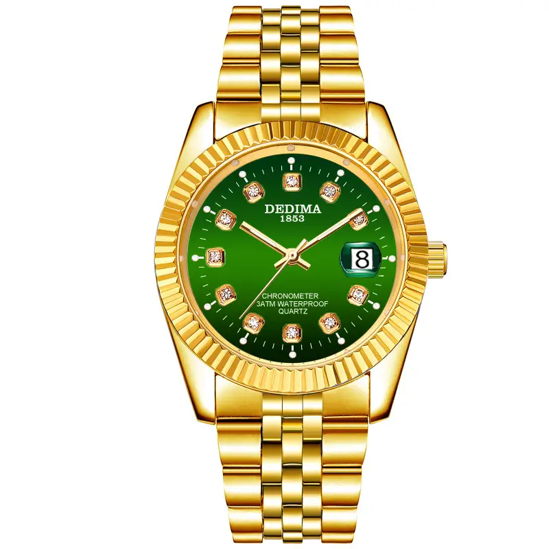 2026 Detima Men's Gold Quartz Watch Waterproof Business Stainless Steel - Image 4
