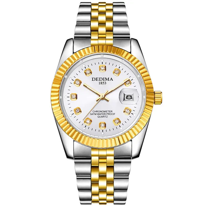 2026 Detima Men's Gold Quartz Watch Waterproof Business Stainless Steel - Image 6