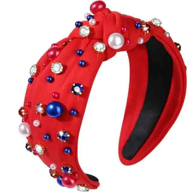 Yellow Pearl Crossbody Hairband with Knot Design
