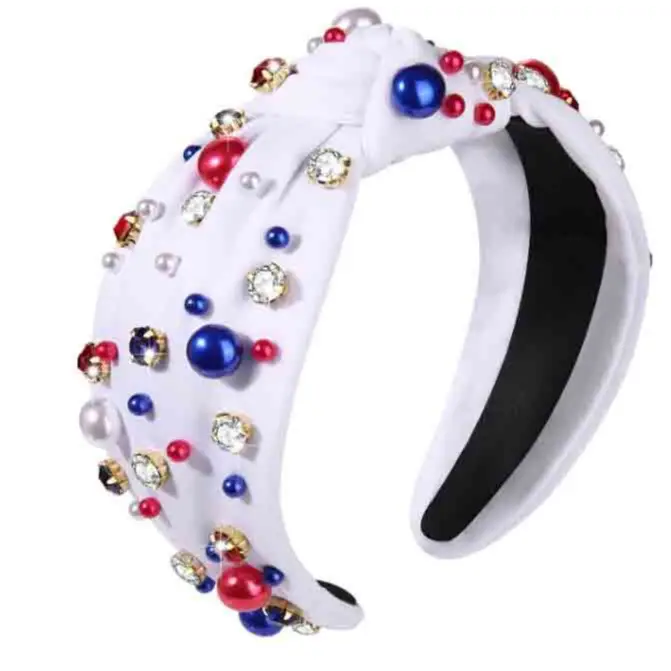 Yellow Pearl Crossbody Hairband with Knot Design