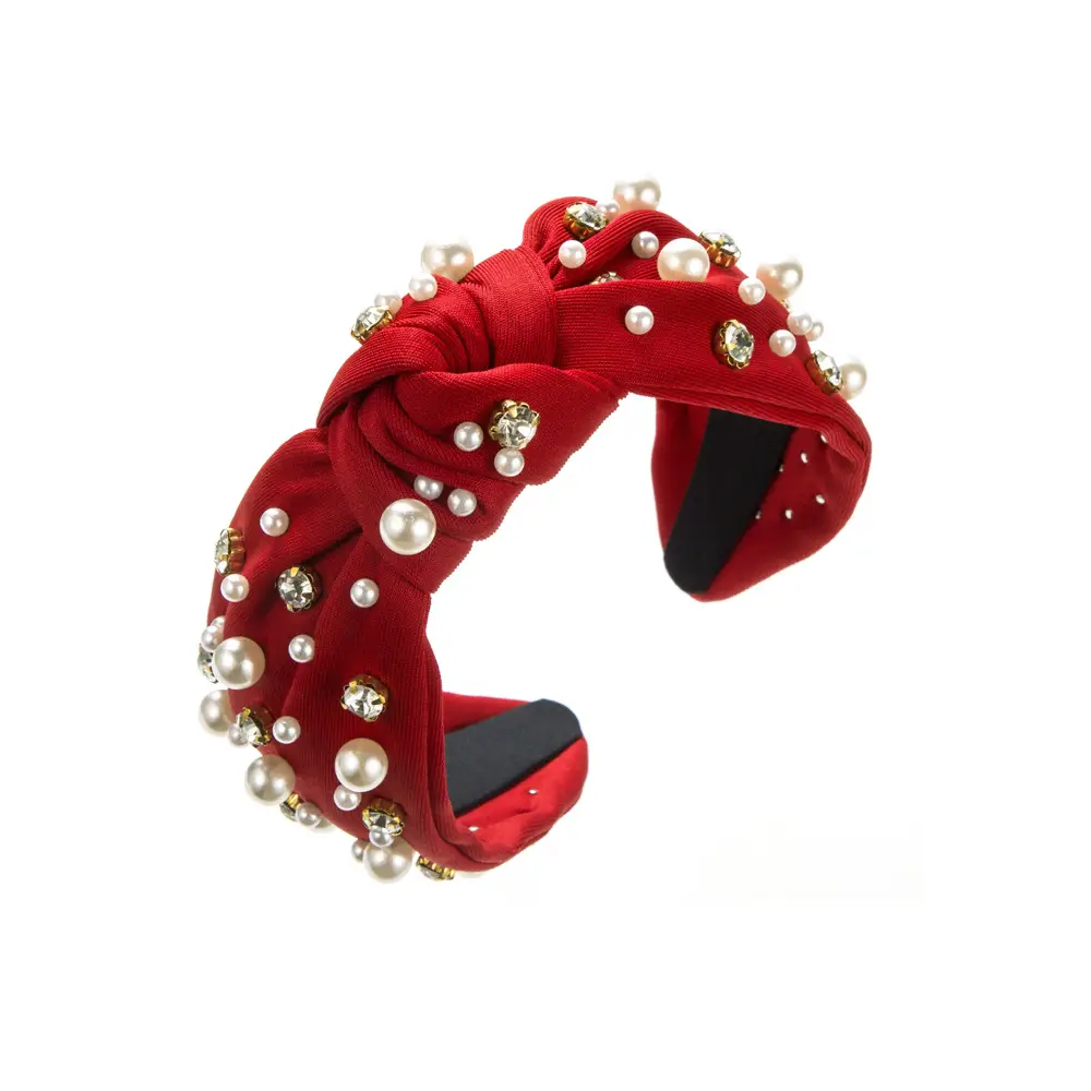 Yellow Pearl Crossbody Hairband with Knot Design