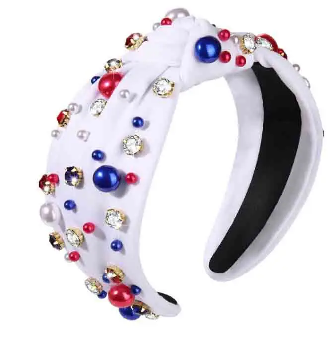 Yellow Pearl Crossbody Hairband with Knot Design