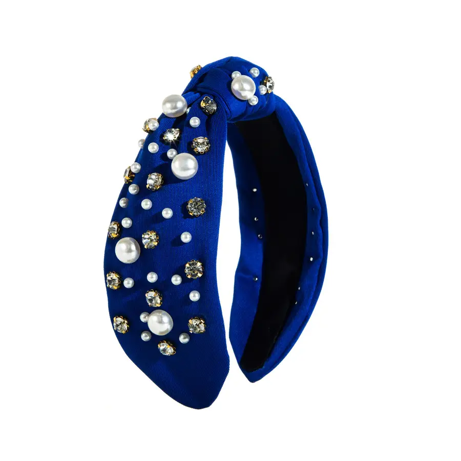 Yellow Pearl Crossbody Hairband with Knot Design