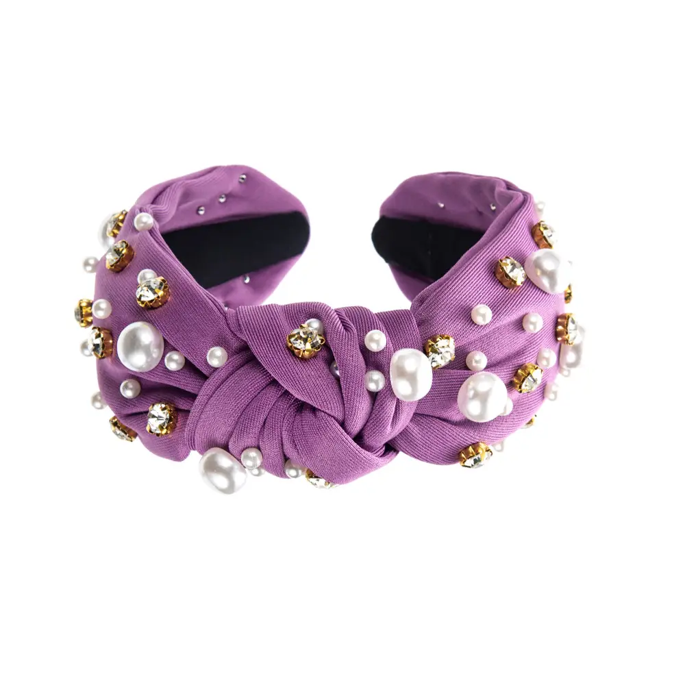 Yellow Pearl Crossbody Hairband with Knot Design
