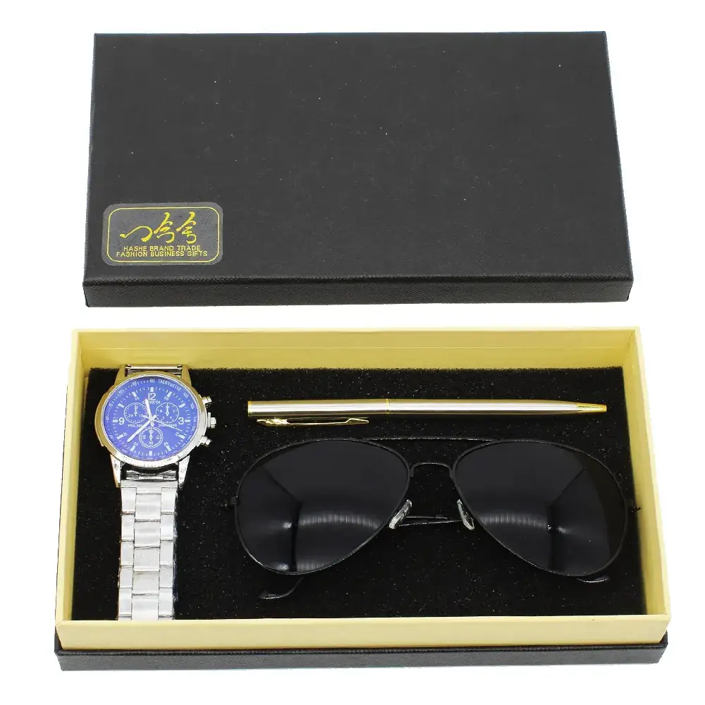 Men's Black Sunglasses with Quartz Watch Set - Image 5