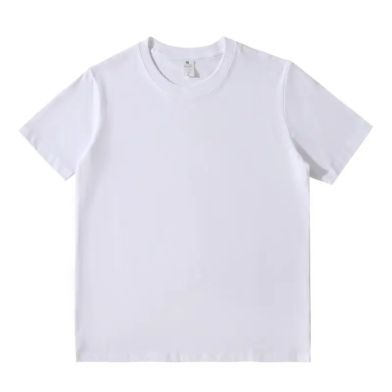 250G Cotton Light Blue Round Neck T-Shirt - Image 23