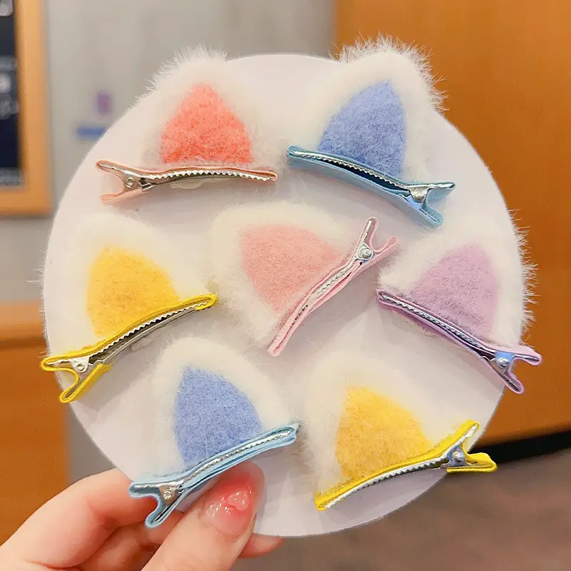 Plush Cat Ear Hair Clip Yellow Female Cat Ear Clip - Image 7
