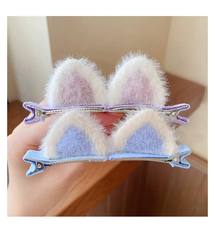 Plush Cat Ear Hair Clip Yellow Female Cat Ear Clip — feature 6