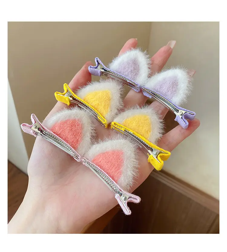 Plush Cat Ear Hair Clip Yellow Female Cat Ear Clip — feature 8