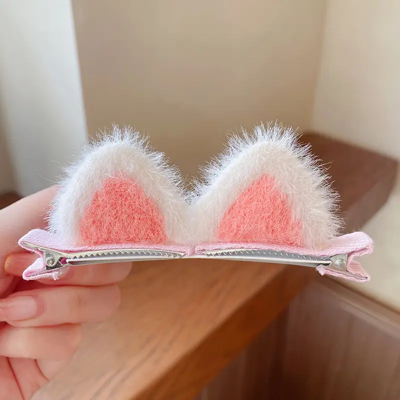 Plush Cat Ear Hair Clip Yellow Female Cat Ear Clip - Image 2