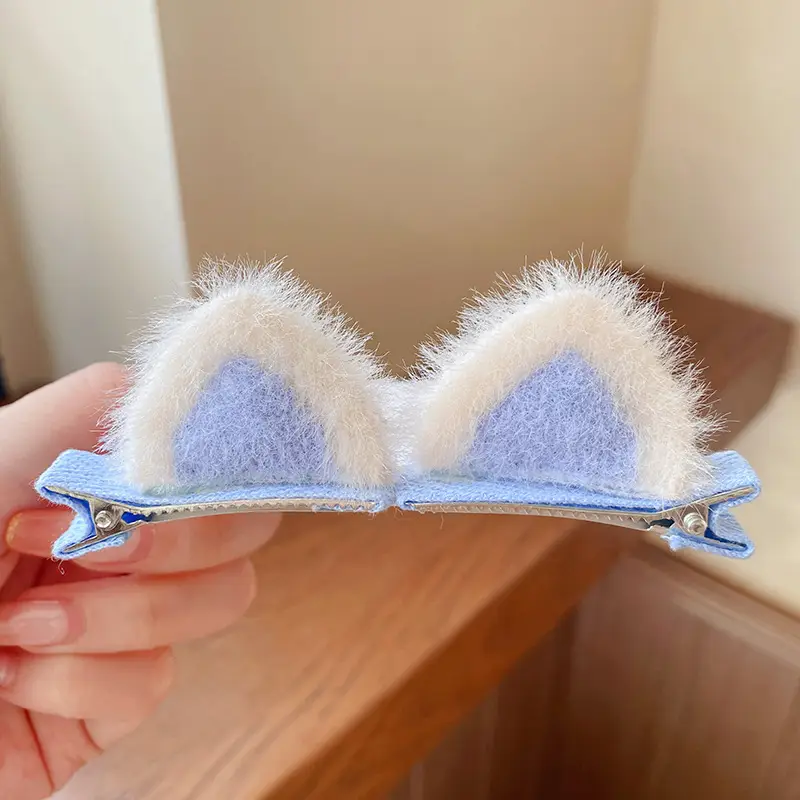 Plush Cat Ear Hair Clip Yellow Female Cat Ear Clip - Image 5