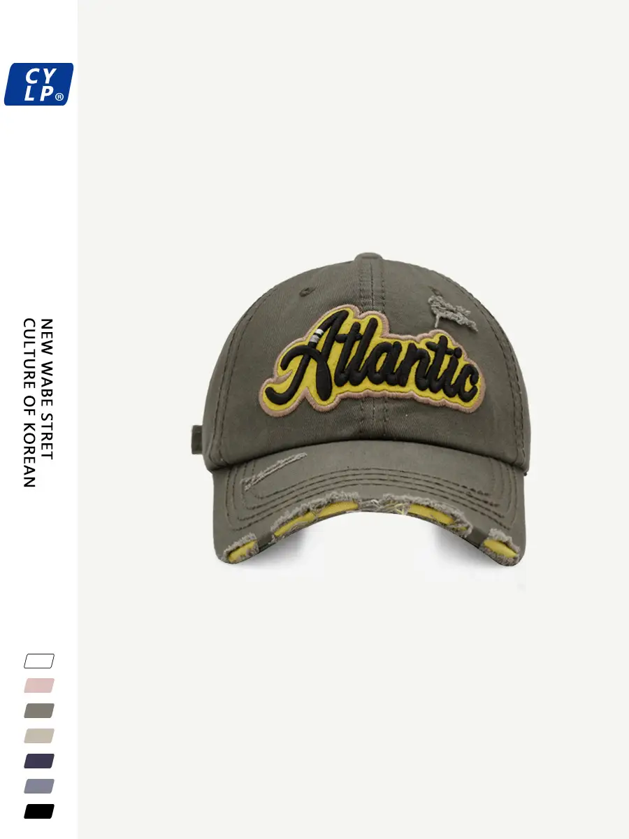 Men's Beige Korean Embroidered Baseball Cap - Image 10