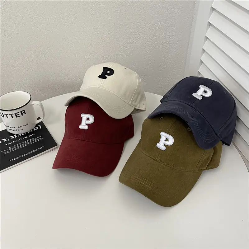 Men Navy Blue Big Head Baseball Cap with Embroidered P - Image 12