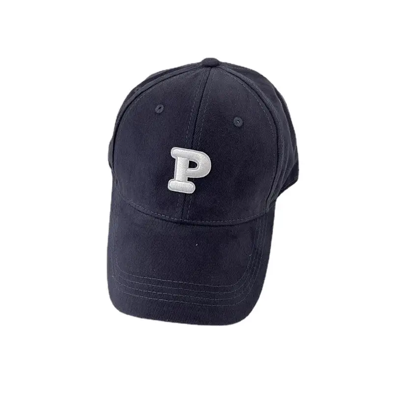 Men Navy Blue Big Head Baseball Cap with Embroidered P - Image 14