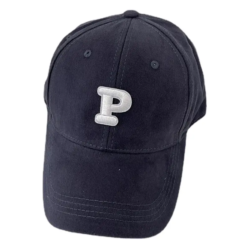 Men Navy Blue Big Head Baseball Cap with Embroidered P