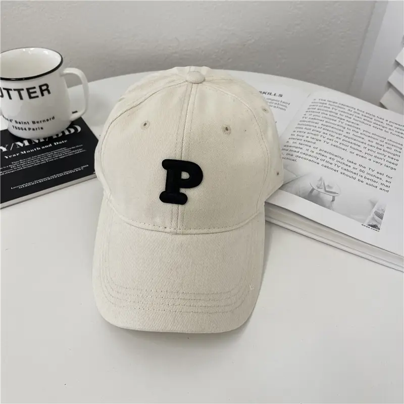 Men Navy Blue Big Head Baseball Cap with Embroidered P - Image 2