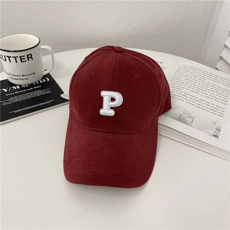 Men Navy Blue Big Head Baseball Cap with Embroidered P - Image 3