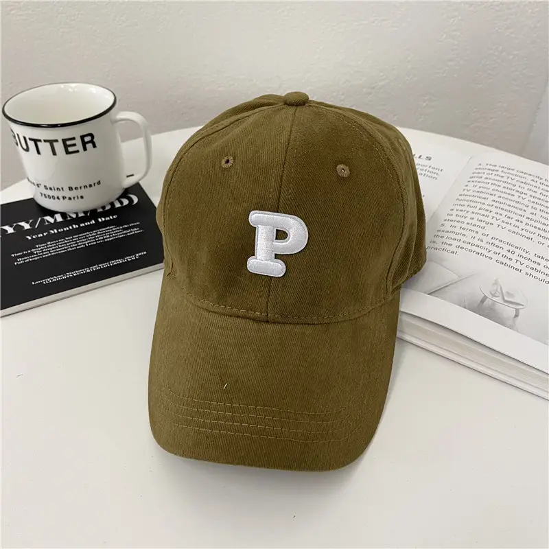 Men Navy Blue Big Head Baseball Cap with Embroidered P - Image 5