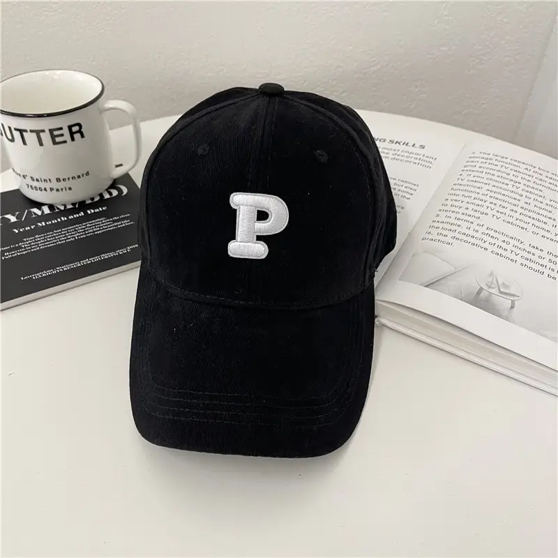 Men Navy Blue Big Head Baseball Cap with Embroidered P - Image 7
