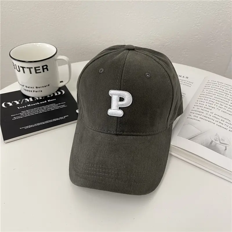 Men Navy Blue Big Head Baseball Cap with Embroidered P - Image 9