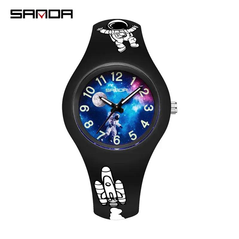 Astronaut Graphic Kids Watch Black White Waterproof - Image 13