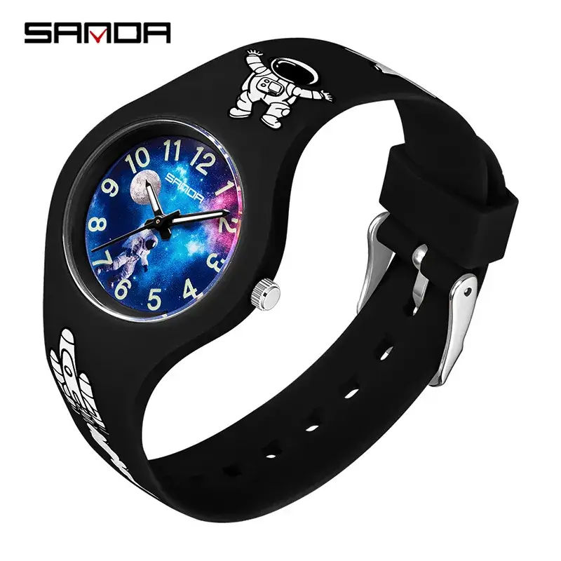 Astronaut Graphic Kids Watch Black White Waterproof - Image 4