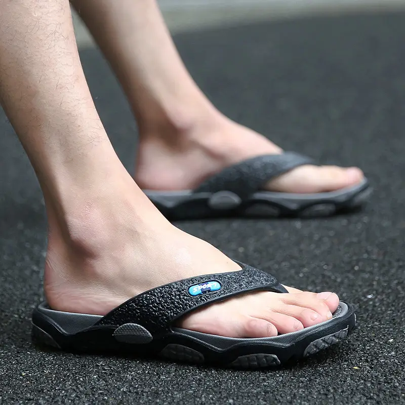 Men's Grey Beach Flats with Red Sole