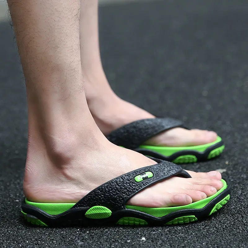 Men's Grey Beach Flats with Red Sole