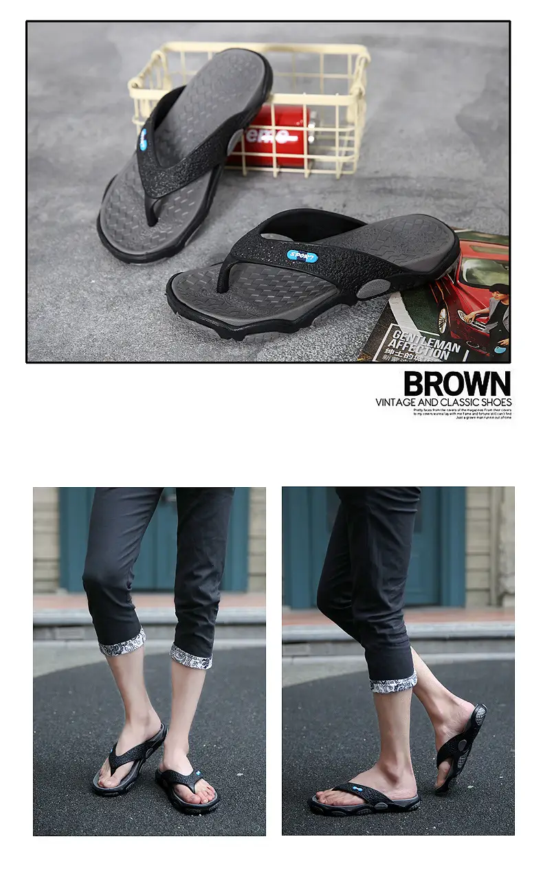 Men's Grey Beach Flats with Red Sole — feature 11
