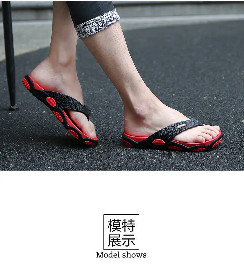 Men's Grey Beach Flats with Red Sole — feature 15