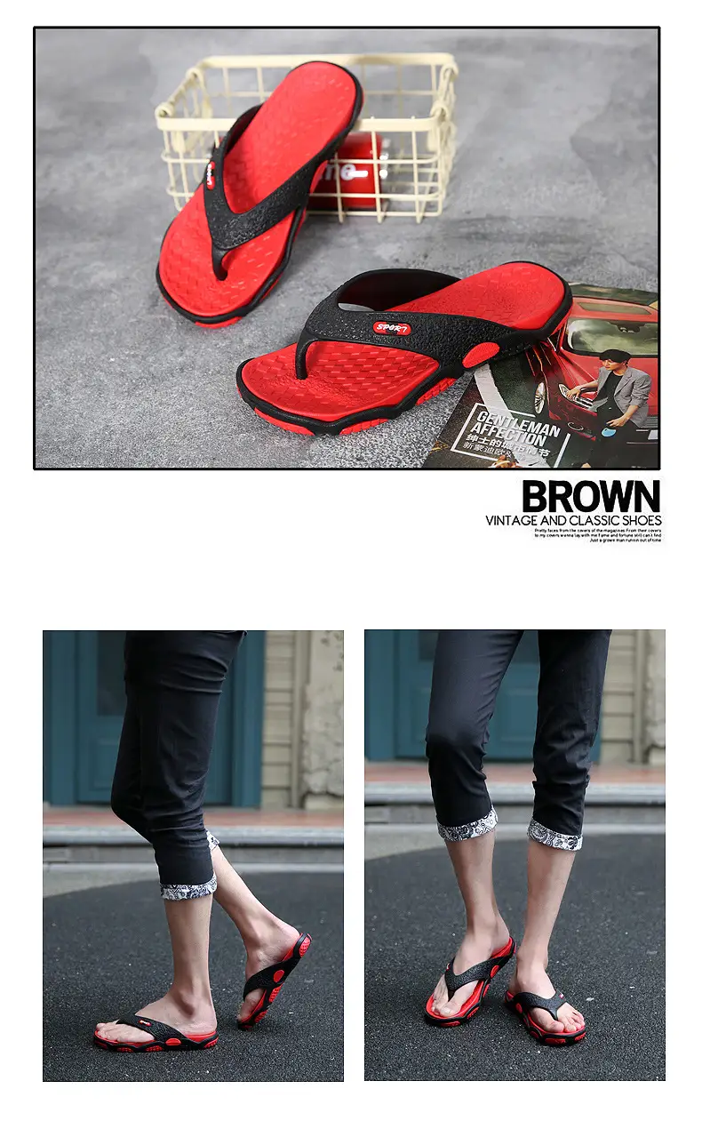 Men's Grey Beach Flats with Red Sole — feature 17