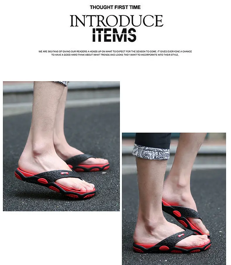 Men's Grey Beach Flats with Red Sole — feature 19