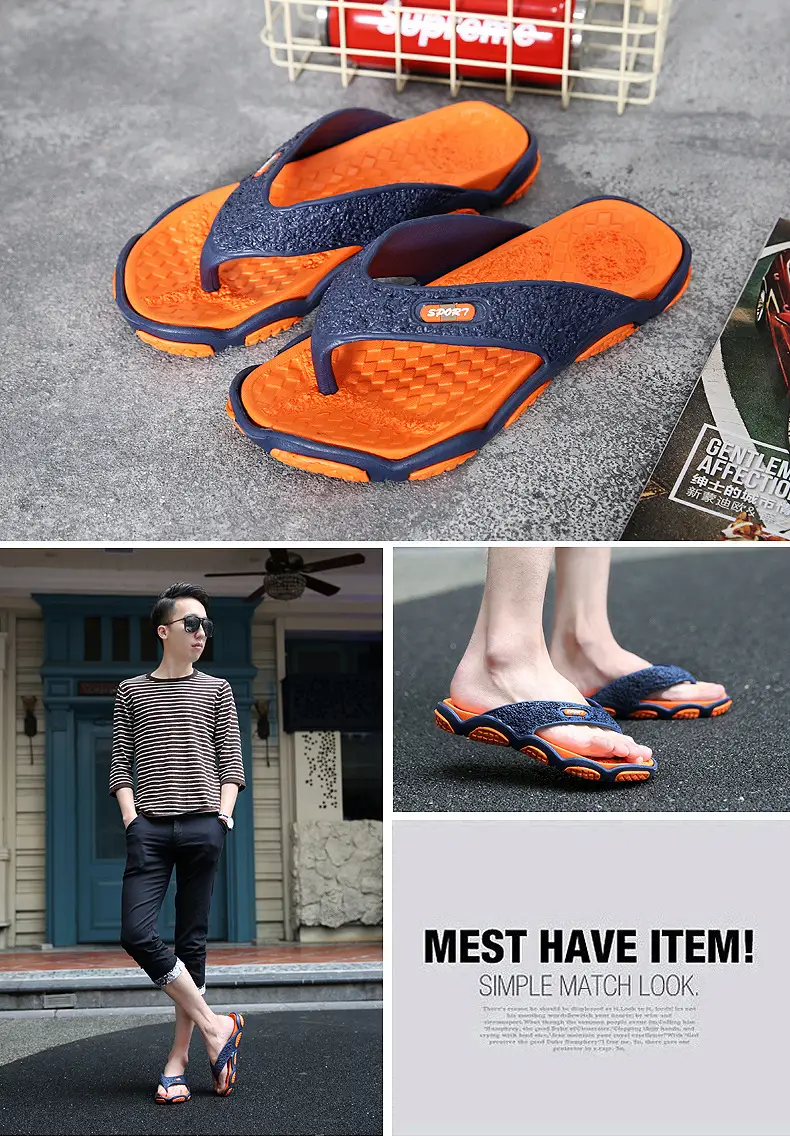 Men's Grey Beach Flats with Red Sole — feature 20