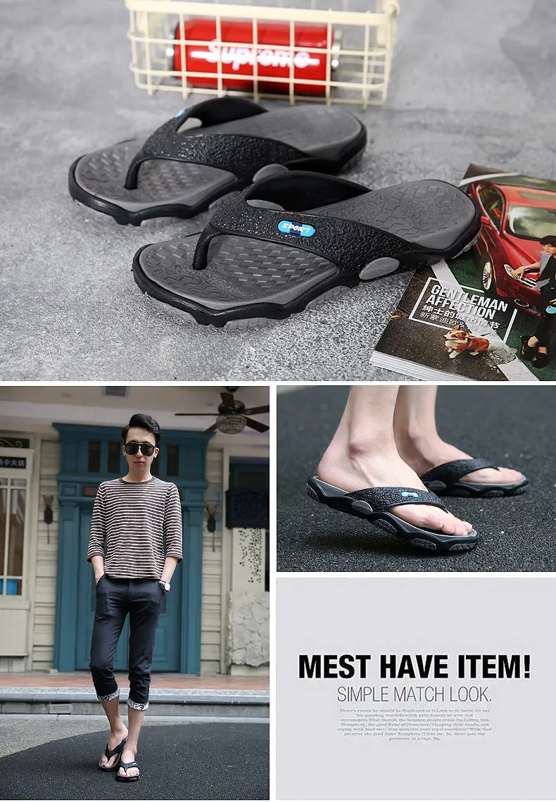Men's Grey Beach Flats with Red Sole — feature 8