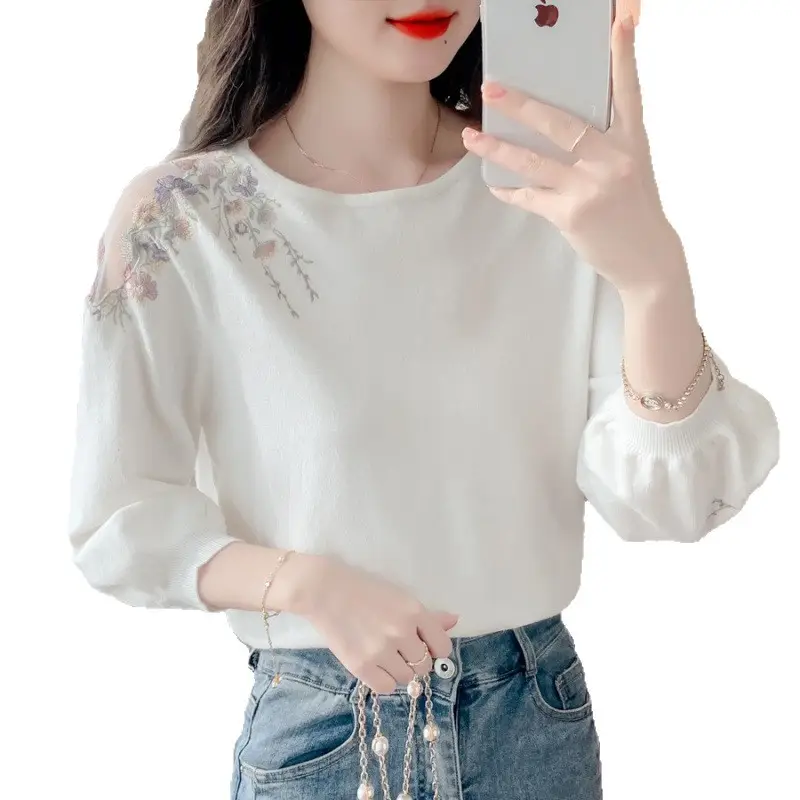 Women Hollow Knitted Sweater Sweet Small 2025 Autumn - Image 5