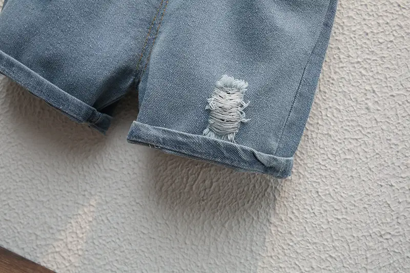Children Cotton Polo Short Sleeve Suit White Blue Shorts — feature 10