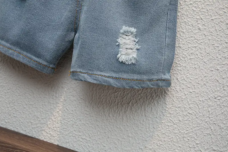 Children Cotton Polo Short Sleeve Suit White Blue Shorts — feature 11