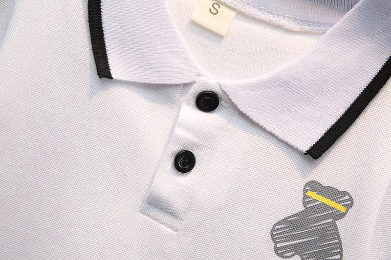 Children Cotton Polo Short Sleeve Suit White Blue Shorts — feature 14