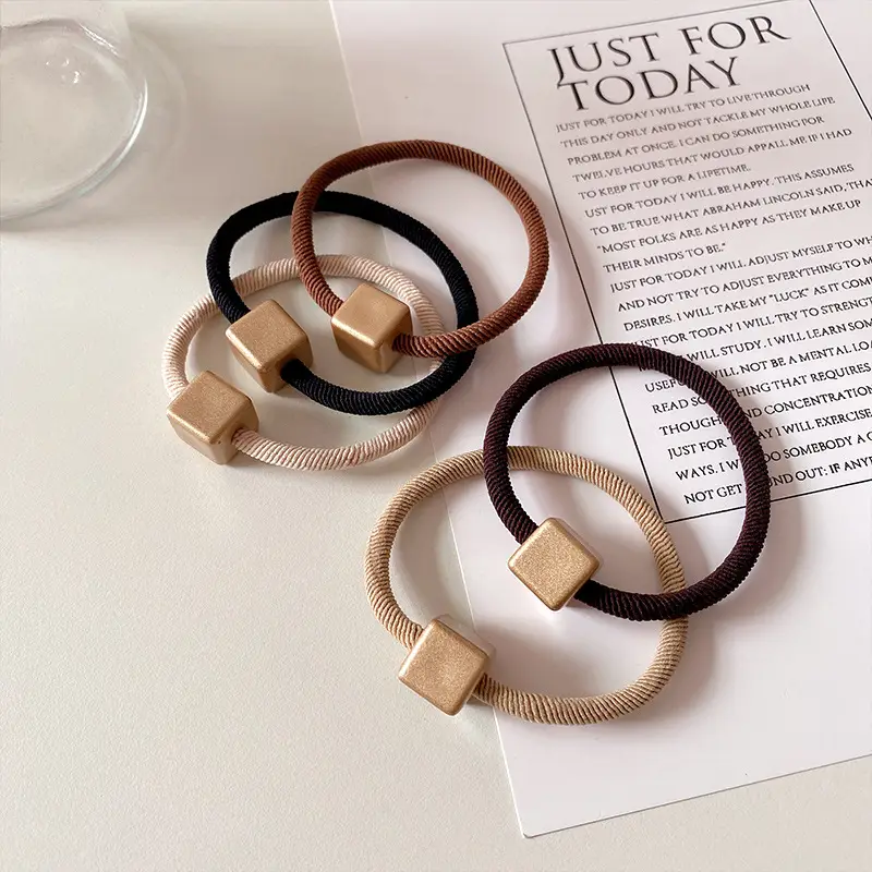 Elegant Gold Square Hair Rope Bands for Women - Image 2